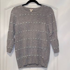 Grey and Blue Pom Pom J. Crew Sweater